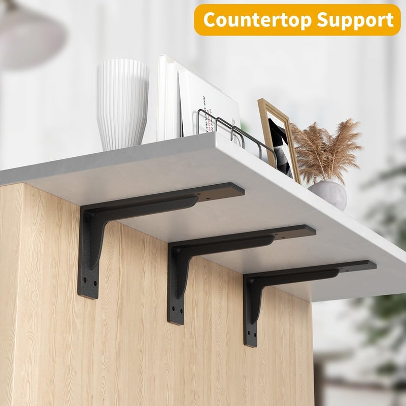 WYGWP Heavy Duty Shelf Brackets Support 400lbs 9 inch Hidden Floating Shelving- Wall Mounted L Shaped Bracket Hardware for for Kitchen Bathroom & Bedroom(4pack Black - Image 5